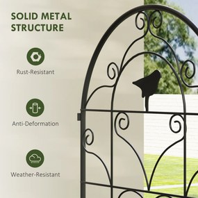 Metalowe Kratki na Róże 2 szt. Outsunny Zestaw, Odporny na Rdzę, dla Roślin Pnących z Motywem Ptaków 50x120 cm, Czarny