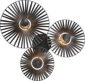 Rustykalna lampa sufitowa czarna 3-światłowa - Leia