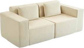 HOMCOM Sofa 3-osobowa, miękka pianka, szerokie podłokietniki, 2 poduszki, tapicerka manchester, beżowa