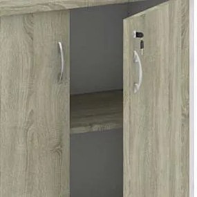 Szafka biurowa MIRELLI, 800 x 400 x 800 mm, biały/dąb sonoma