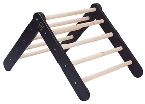 Czarna drabinka pikler z litego drewna sosnowego 60x60x60 cm Montessori – Meowbaby