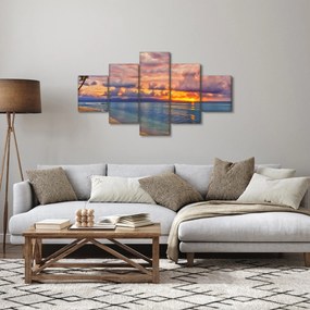 Obraz - Zachód słońca na plaży (125x70 cm)