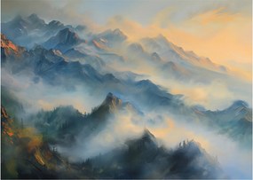 Obraz na szkle - Malowany górski krajobraz (70x50 cm)