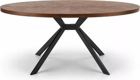 Nowoczesny owalny stół Verano 170x90 cm - blat z okleiny naturalnej w kolorze orzechowym, nogi czarne metalowe
