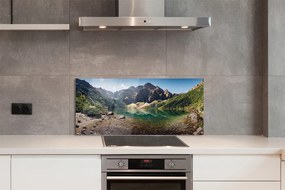 Panel szklany do Kuchni Szczyty Gór nad Lustrem Wody