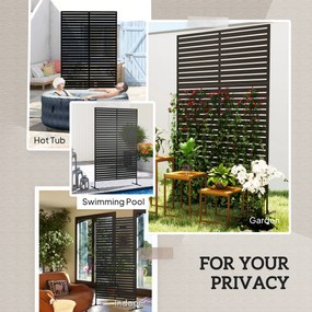 Outsunny Zewnętrzny Parawan Metalowy, Design z Lameli, Dekoracyjny Parawan Rozdzielający na Taras, Ogród, Balkon, Czarny