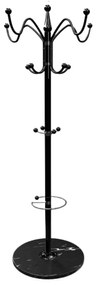 Wieszak stojący TENZY z marmurową podstawą, 37x173 cm, czarny Casaria