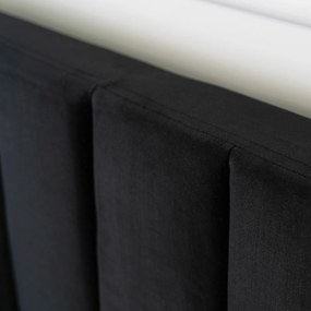 Łóżko Tapicerowane 160x200 cm ze Stelażem i Pojemnikiem Dwuosobowe MARI Welurowe Czarne
