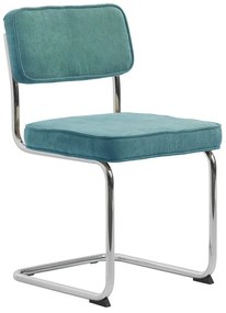 Turkusowe sztruksowe krzesło Rupert – Unique Furniture