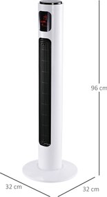 HOMCOM Wentylator kolumnowy 45 W biały+czarny 96 cm