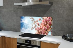 Szklany Panel Magnolia na tle Błękitnego Nieba