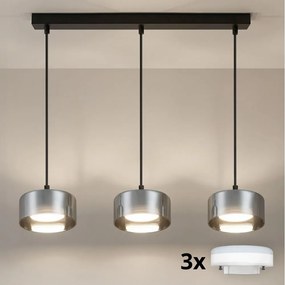 Brilagi - LED Żyrandol na lince AURA LUX 3xGX53/30W/230V czarny/przydymione szkło