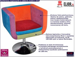 Tapicerowany klubowy fotel patchworkowy H4-P21