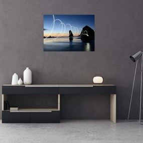 Obraz - plaża o zachodzie słońca (70x50 cm)