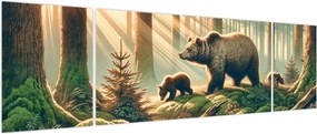 Obraz - Niedźwiedzie w lesie (170x50 cm)