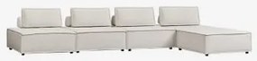 4-częściowa Modułowa Sofa I Pufa W Tkaninie Vermont Szenila Kremowy Beż - Sklum