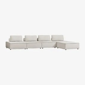 4-częściowa Modułowa Sofa I Pufa W Tkaninie Vermont Tkaniny Beżowy Krem - Sklum