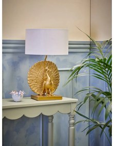 Lampa stołowa w kolorze złota z tekstylnym kloszem (wysokość 58,5 cm) Peacock – Bloomingville