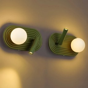 Zestaw 2 zielonych lamp ściennych z diodami LED, 3-stopniowo ściemnialnych i USB-C - Lila
