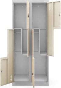Szafa socjalna czterokomorowa Eco Design Julia, 80x45x185 cm, szary/dąb sonoma
