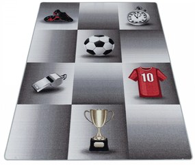 Dywan dziecięcy Play Piłkarz szary antypoślizgowy do prania 80 cm x 120 cm