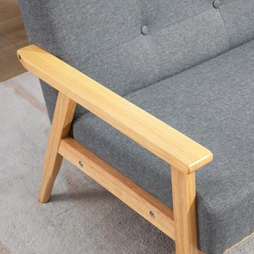 HOMCOM Trzyosobowa sofa tapicerowana, drewno kauczukowe, 154,5 x 69,5 x 73 cm, Szary