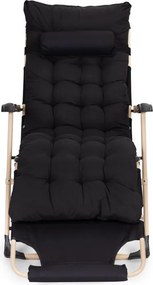 Leżak ogrodowy, składany, z poduszką Malta 010, czarny/złoty