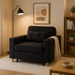 Fotel do Spania SOLOR Rozkładany Amerykanka Czarny Loft