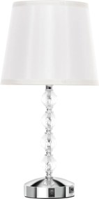 HOMCOM Kristalowa Lampka Stołowa, Dotykowy Przełącznik, Port USB, Ø23x45 cm, Srebrny
