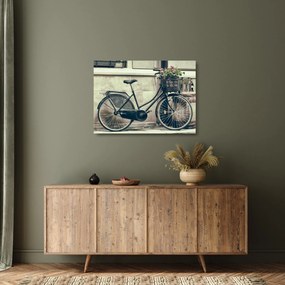 Obraz na szkle - Vintage rower z kwiatami (70x50 cm)