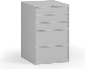 Szufladowa skrzynka narzędziowa do stołu warsztatowego, 5 szuflad, 510 x 592 x 810 mm, szary