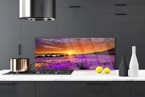 Szkło do Kuchni na Ścianę Pole Lawendy o Zmierzchu