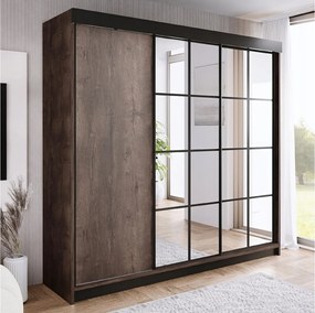 Szafa przesuwna z lustrem BARI 2 jesion ciemny 250