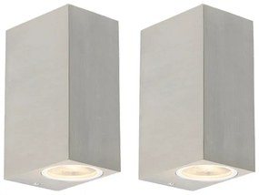 Zewnetrzna Zestaw 2 Nowoczesnych lamp ściennych aluminiowych 2-światłowych IP44 - BalenoDesignerski Oswietlenie zewnetrzne