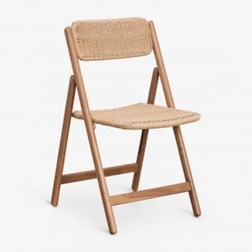 Składane Krzesło Jadalniane Z Drewna Akacjowego Zayma Natural Colour & Blk Frame - Sklum