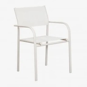 Zestaw 2 Sztaplowanych Krzeseł Ogrodowych Z Podłokietnikami Z Aluminium Olenia Gardenia Biel - Sklum