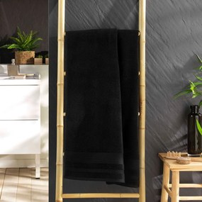 Czarny bawełniany ręcznik kąpielowy frotte 70x130 cm Tendresse – douceur d'intérieur