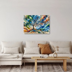 Obraz na szkle – Kolorowe energetyczne drzewo (70x50 cm)
