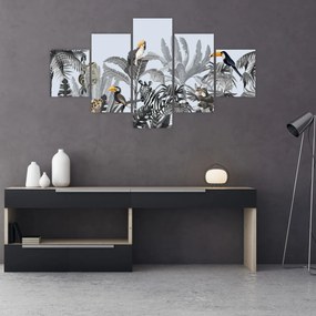 Obraz - Ilustrowana dżungla (125x70 cm)