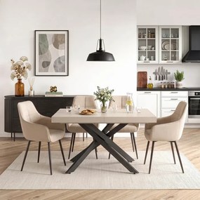 Stół Prostokątny Rozkładany HAMPTON 160-240 cm Kaszmir/Czarny do Jadalni Japandi