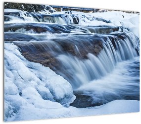Obraz na szkle rzeki zimą (70x50 cm)