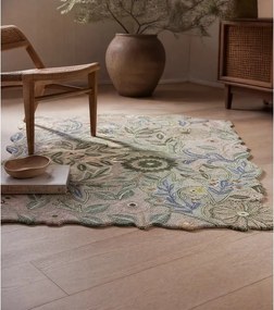 Zielony wełniany dywan tkany ręcznie 120x170 cm Bryony Shaped Floral – Flair Rugs