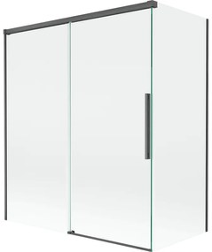 Mexen Rox parawan nawannowy 2-skrzydłowy rozsuwany 140 + 70 x 150 cm, transparent, gun gray szczotkowany - 8C9-140-070-66-00