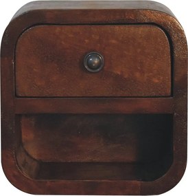 Szafka nocna Extra Mini z klonu Artisan Furniture z otwartą półką, 1 szuflada, ciemnobrązowa