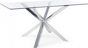Prostokątny szklany stół z chromowaną stalową nogą 160X90 cm - MAY