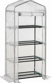 Outsunny Szklarnia foliowa, cieplarnia, mini-szklarnia, dom roślin, rozsadnik, 4 półki, 70 x 50 x 160 cm, Biały | Aosom PL