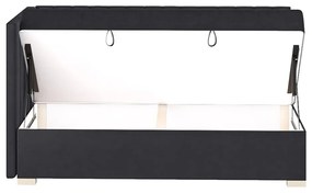 Ciemnoniebieskie narożne łóżko dziecięce ze schowkiem i materacem 90x200 cm Snugi – Ghado