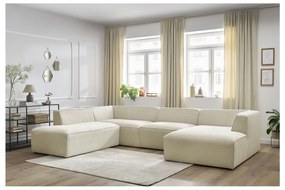 Beżowy sztruksowy narożnik modułowy (lewostronny/w kształcie litery U) Megeve – Bobochic Paris