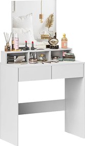 Toaletka kosmetyczna - 75x38x135 cm - biała - melamina i szkło