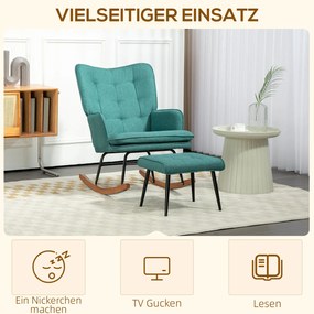 HOMCOM Bujany fotel z podnóżkiem, szerokie siedzisko, wysokie oparcie, imitacja lnu, Czarny/Szary